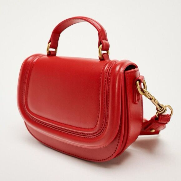 Zara Crossbody Flap Mini Bag Removable And Adjustable Straps Red NWT - Picture 3 of 8
